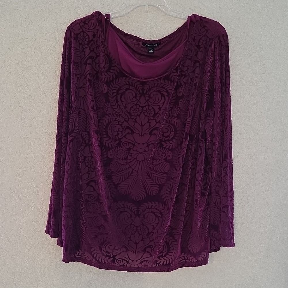 Roz & Ali Deep Purple Velvet Blouse